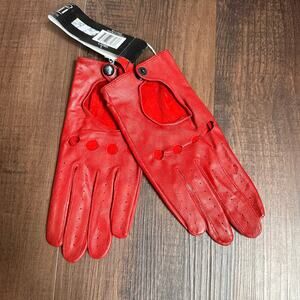 Vintage 90s Red Leather Gloves L